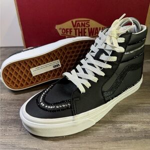 NWOT Vans Divine Sk8/hi rhinestone jewel black leather sneakers Womens size 7.5